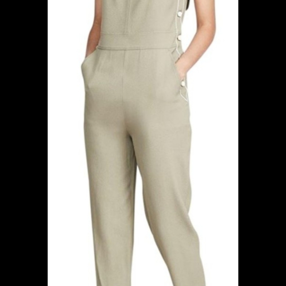 rag & bone Sleeveless Tie-Side Jumpsuit in Khaki